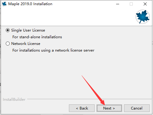 Maple 2019安装完成提示截图