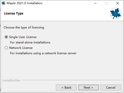 Maple 2021安装进度条界面