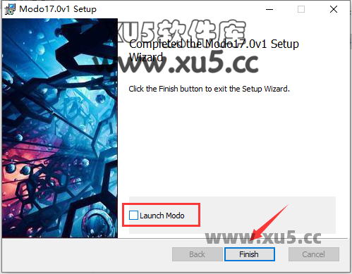 Modo 17.0v1 安装完成提示界面
